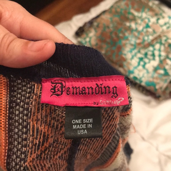 Aztec cardigan - navy and coral - Picture 3 of 4